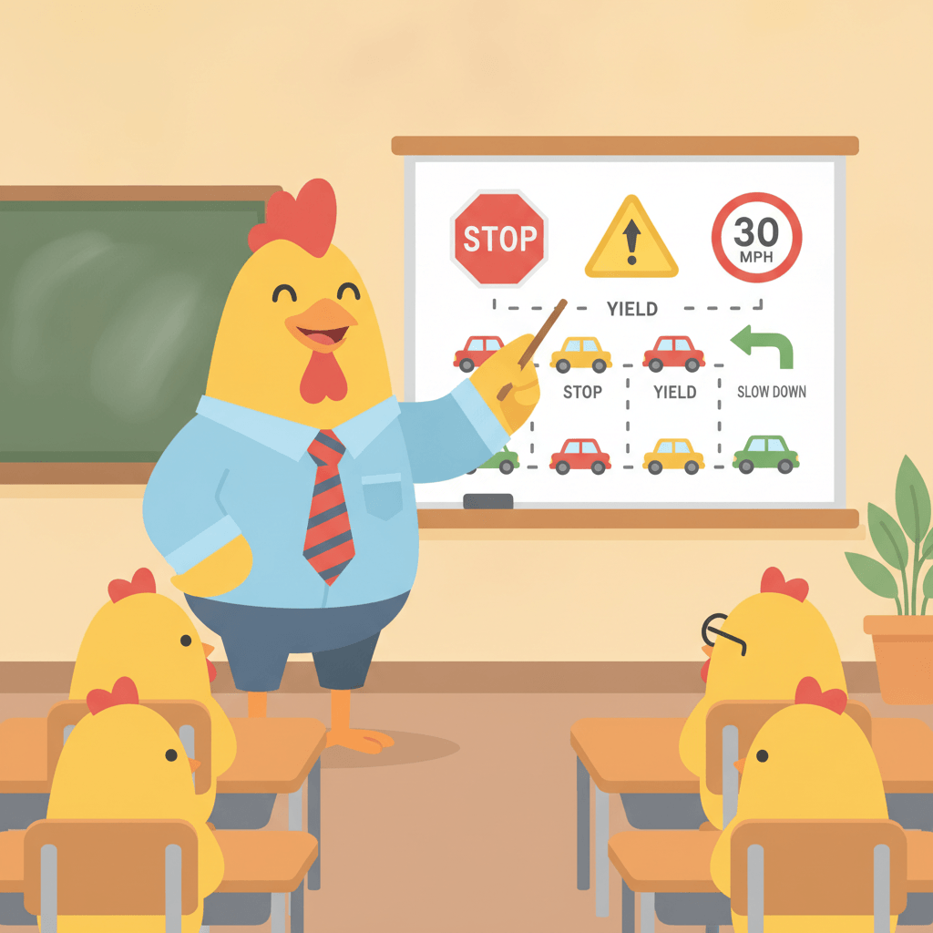 Clucky the instructor